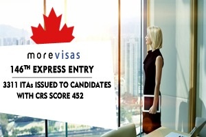 146th Express Entry: 3311 ITAs Issued to Candidates with CRS Score 452